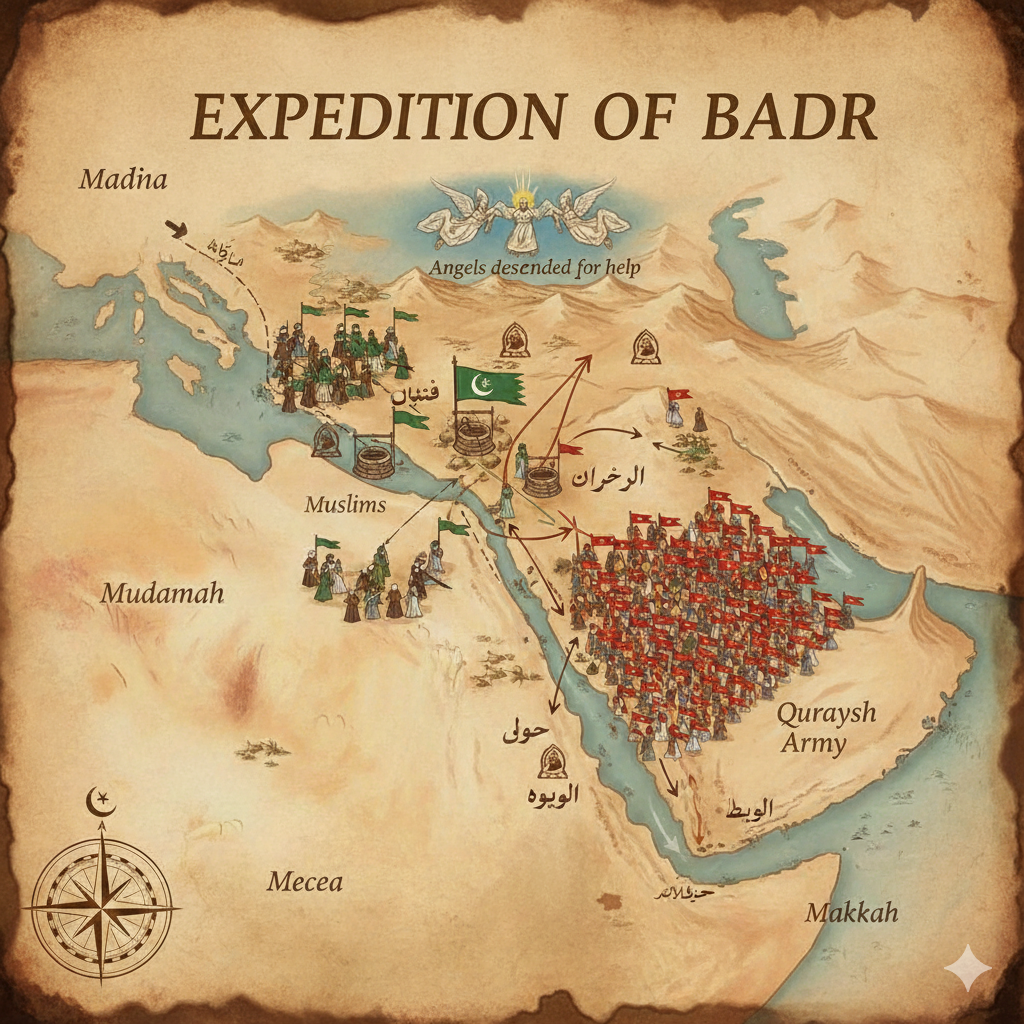 Ghazwa e Badr Map"