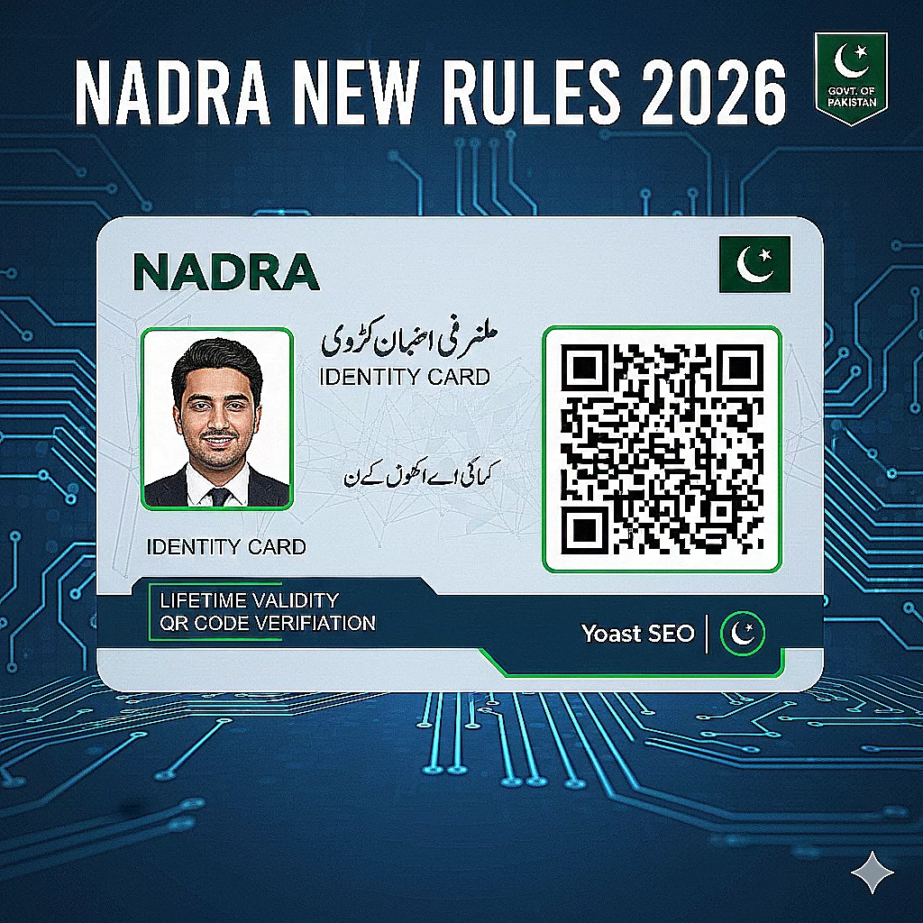 نادرا (NADRA) نے 2026 کے لیے شناختی کارڈ کے قوانین میں بڑی تبدیلیاں کر دیں۔ QR کوڈ کا تعارف، بزرگ شہریوں کے لیے تاحیات کارڈ اور بغیر برتھ سرٹیفکیٹ 